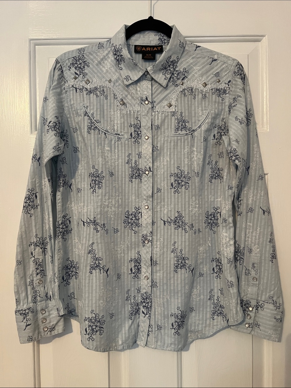 Ariat Women’s Light Blue Button-Down Floral Western Shirt